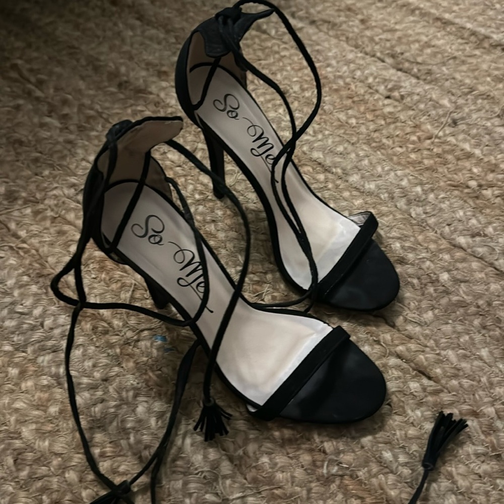 Black straps heels
